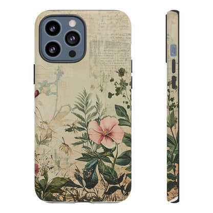 Floral Vintage Tough Case – Botanical Protective Phone Cover,Plants Lovers