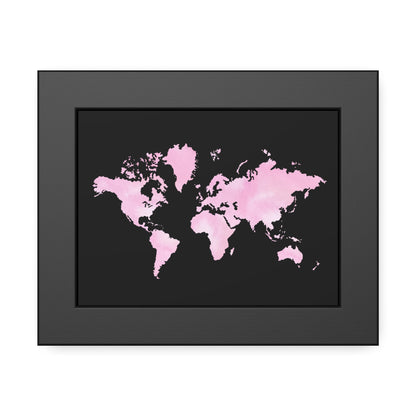 Pink Watercolor World Map Framed Poster,Coquette Poster