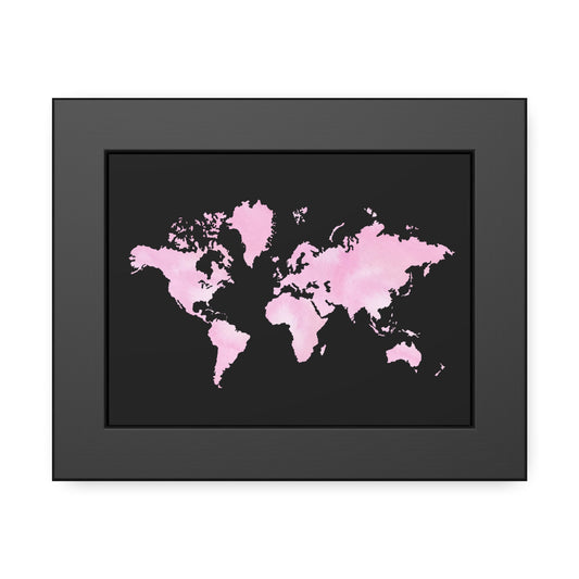 Pink Watercolor World Map Framed Poster,Coquette Poster