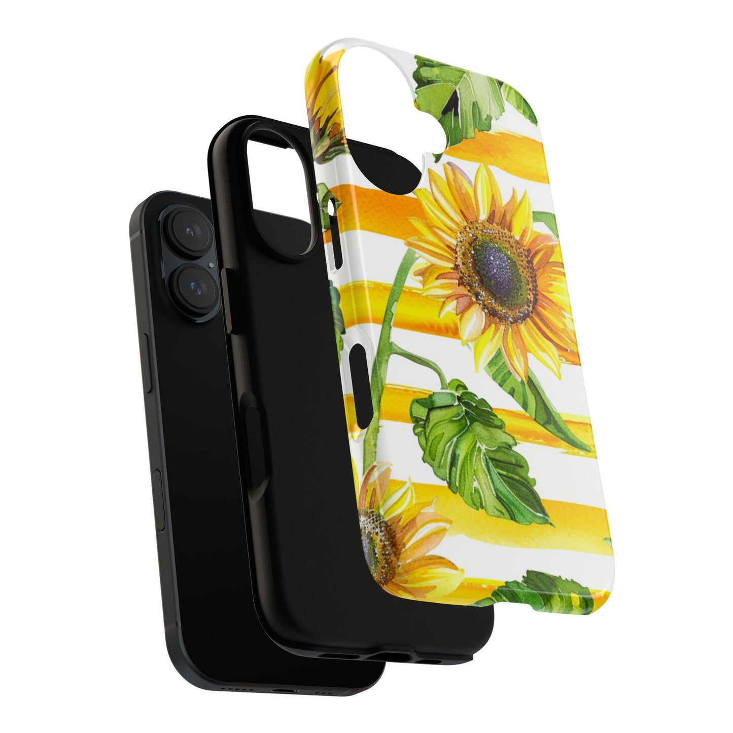 Sunflower Stripes Phone Case - Bright Floral Tough Case