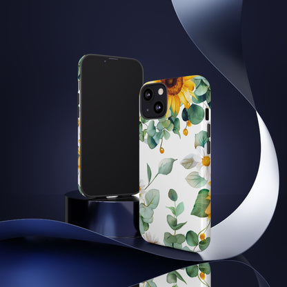 Sunflower & Eucalyptus Tough Phone Case — Protective Floral iPhone Case