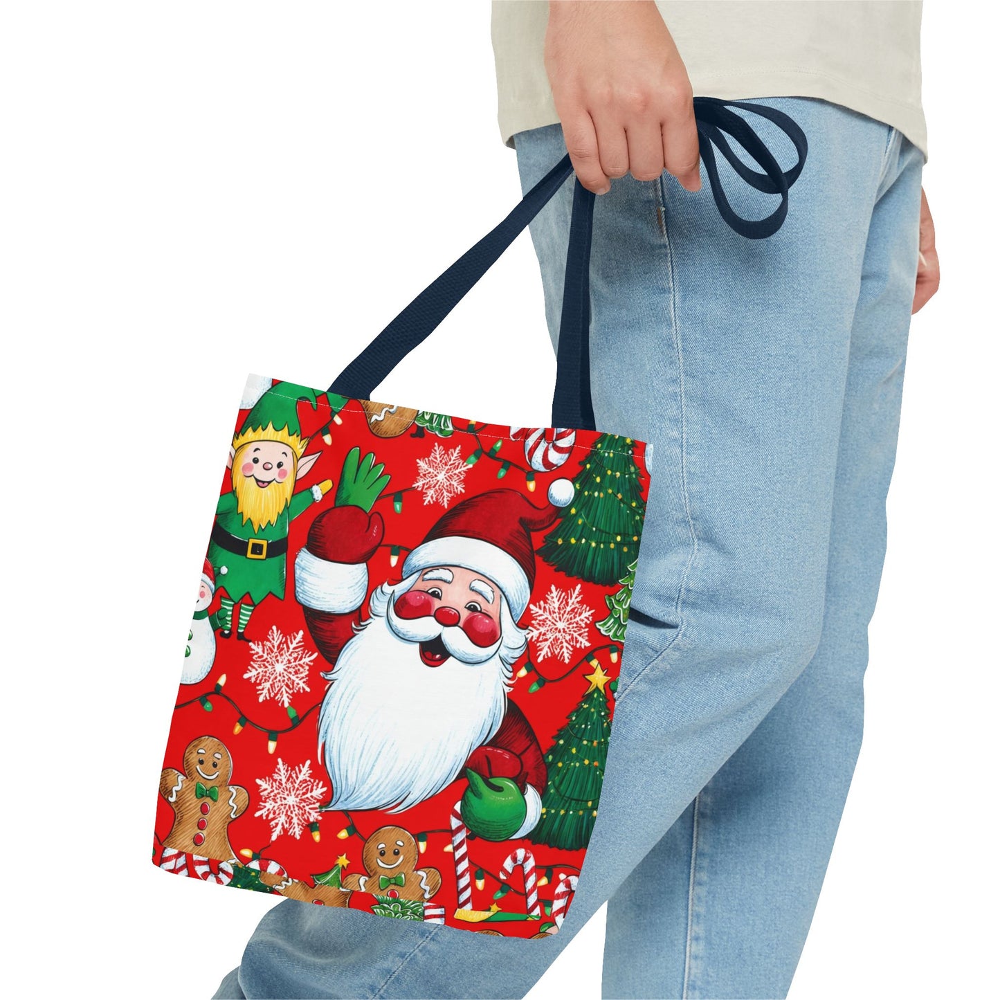Festive Santa Tote Bag, Christmas Gift Bag, Holiday Shopping Tote, Cute Santa Bag, Merry Christmas Tote