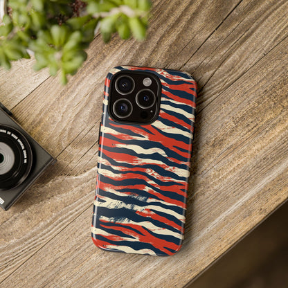 Patriotic Red White Blue Zebra Phone Case,Africa Pattern