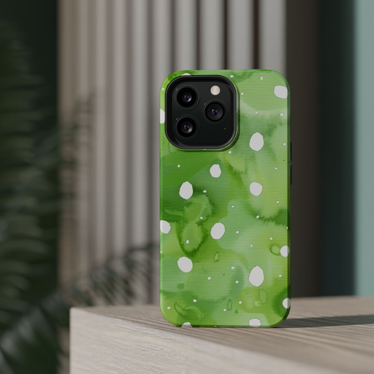 Green Watercolor Polka Dot Magnetic Impact Phone Case