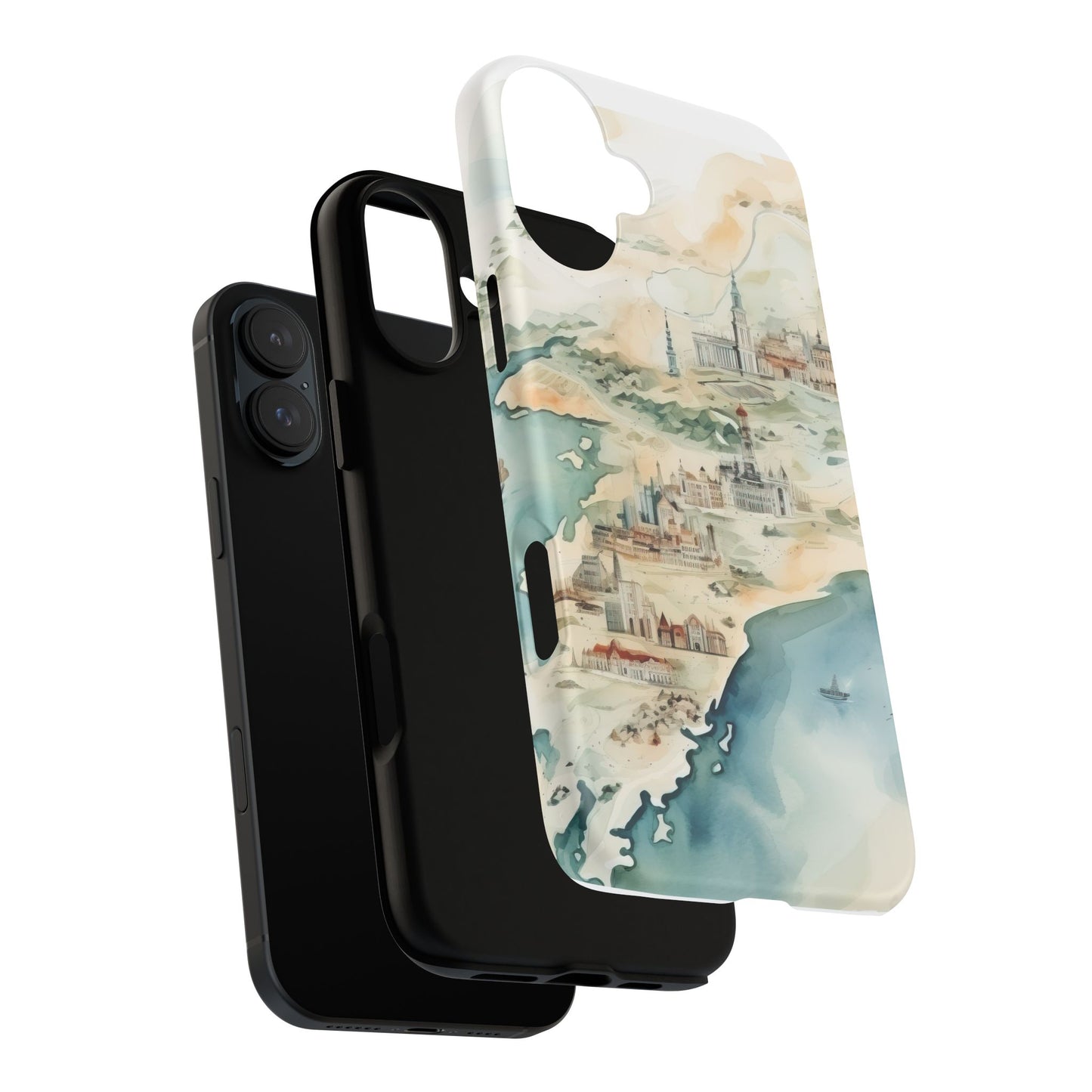 Hard Phone Case — Watercolor Fantasy Map Castle Design