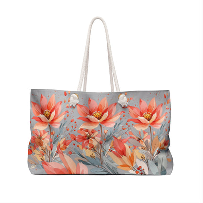 Floral Weekender Bag — Coral Blooms Travel Tote