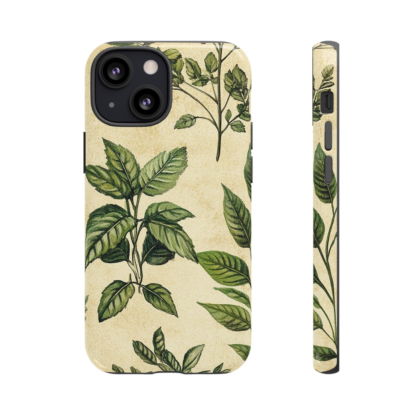 Botanical Leaves Tough Phone Case — Vintage Green Plant Print