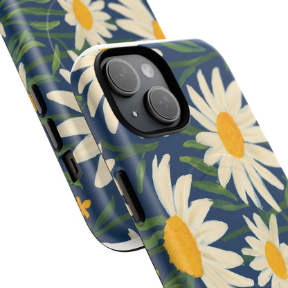 Daisy Floral IPhone Case-Tough Magnetic Cover ,Glossy Finish ,Retro Botanical Flower  Design.