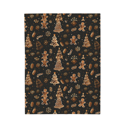 Cozy Winter Holiday Plush Blanket Black And Gold Color. A Perfect Gift For Christmas Days.
