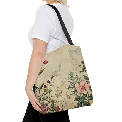 Vintage Floral Tote Bag — Botanical Garden Print AOP