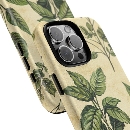 Botanical Leaves Tough Phone Case — Vintage Green Plant Print