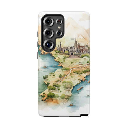 Hard Phone Case — Watercolor Fantasy Map Castle Design