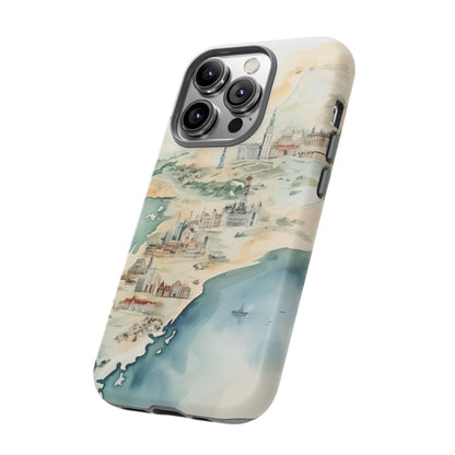 Hard Phone Case — Watercolor Fantasy Map Castle Design