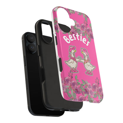 Colorful Floral Besties Phone Case, Tough Mobile Cover for Best Friends, Cute Gift for Friendship Day, Unique Cell Phone Protection