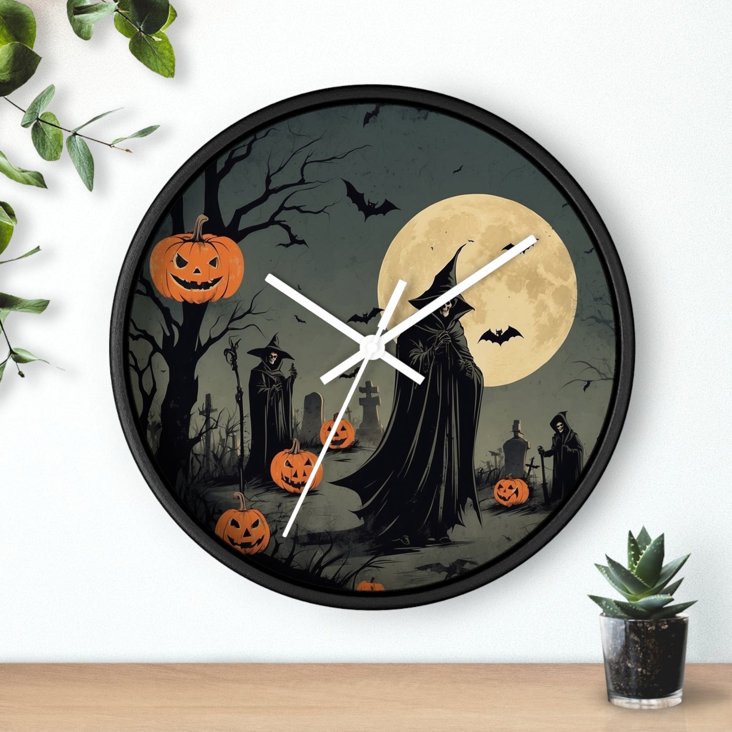 Spooky Halloween Wall Clock, Halloween Decor, Witch Clock, Pumpkin Wall Art, Haunted House Decoration, Fall Home Decor