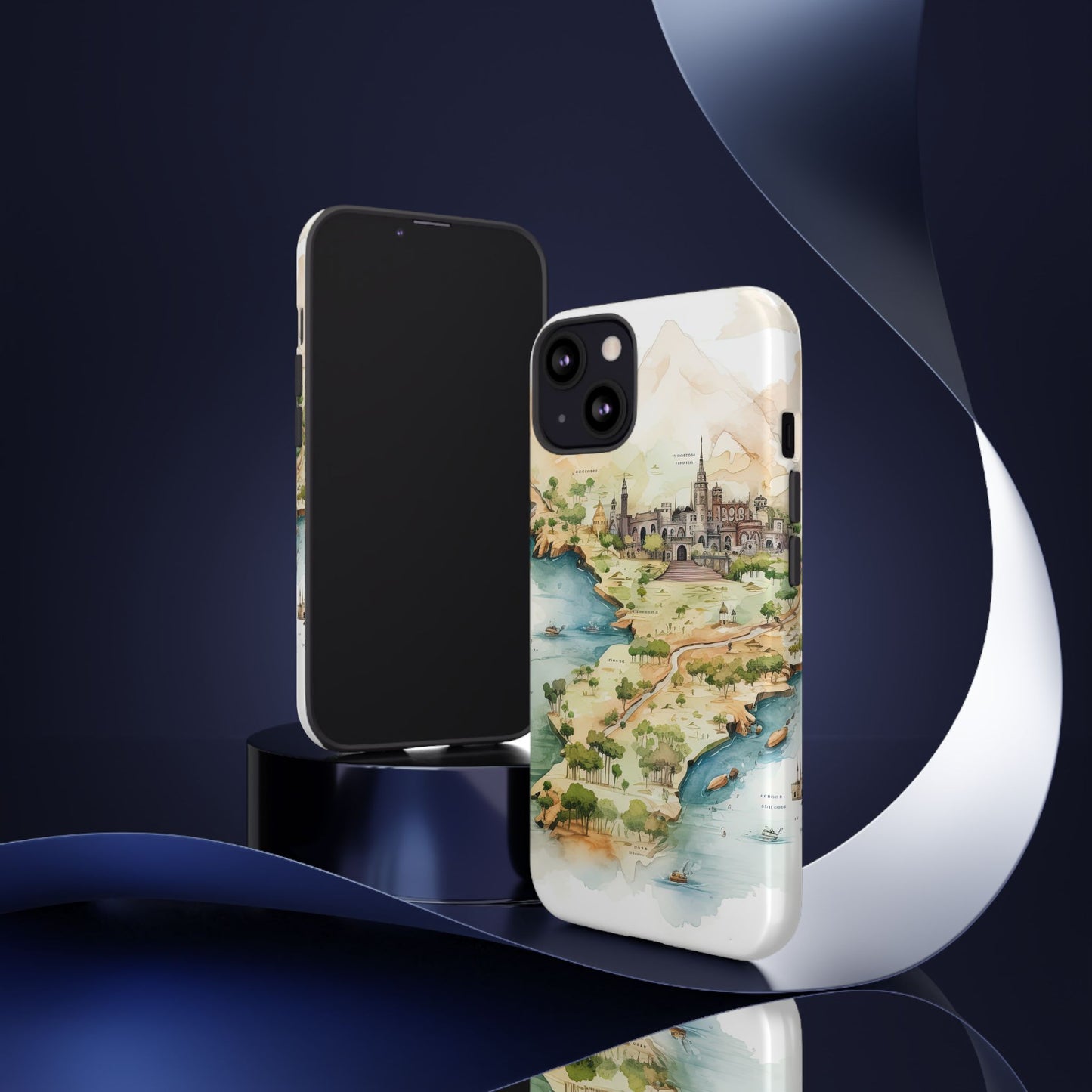 Hard Phone Case — Watercolor Fantasy Map Castle Design