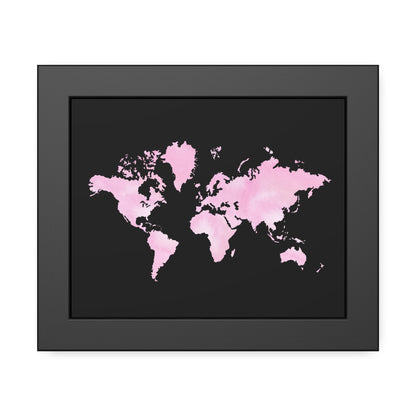 Pink Watercolor World Map Framed Poster,Coquette Poster
