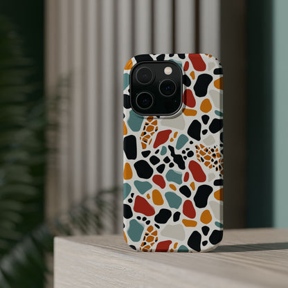 Terrazzo Pattern Magnetic Impact Phone Case — Colorful Retro Pebble Design