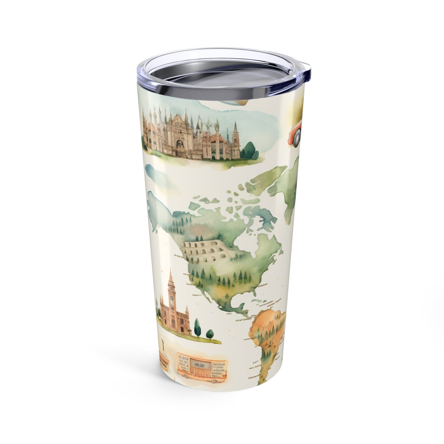 of 20oz Travel Tumbler — Vintage Fantasy Map with Castles & Sailing Ships