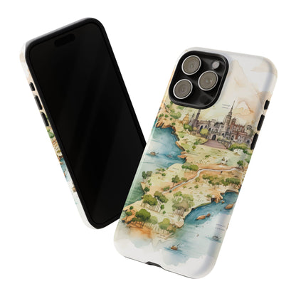 Hard Phone Case — Watercolor Fantasy Map Castle Design
