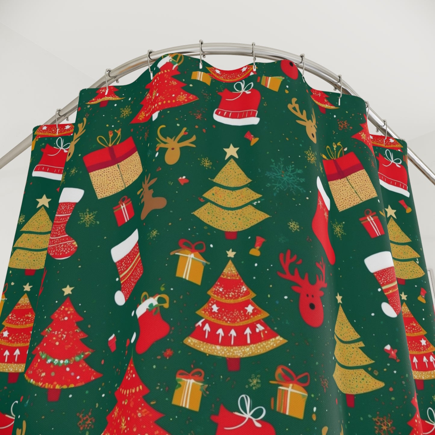 Festive Holiday Shower Curtain, Christmas Decor, Winter Wonderland, Bathroom Accessory, Gift for Christmas