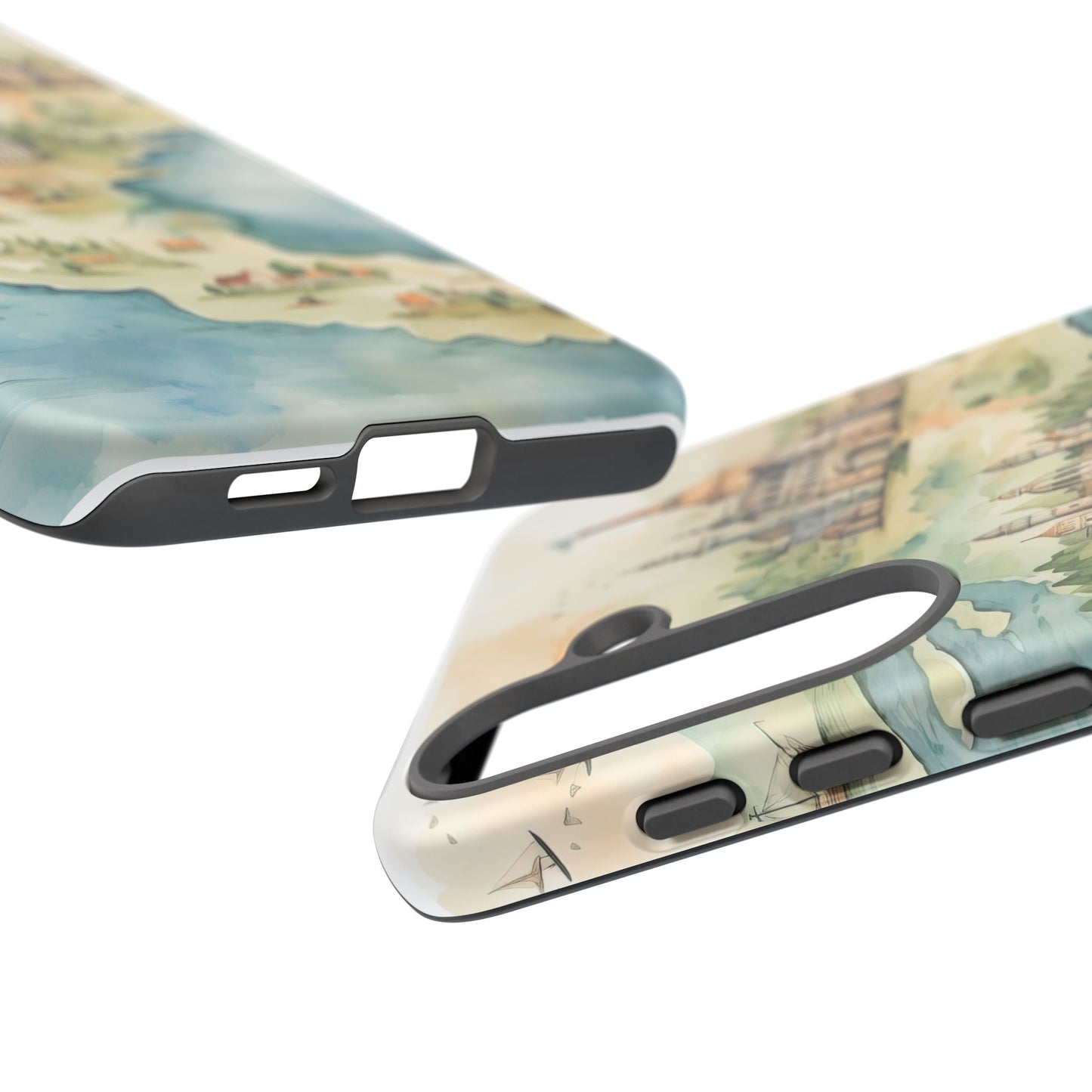 Hard Phone Case — Watercolor Fantasy Map Castle Design
