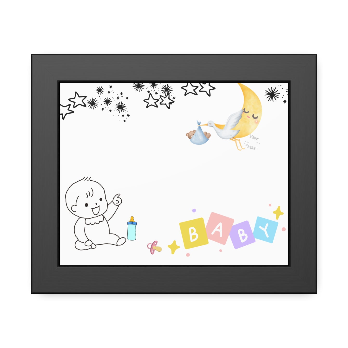 Baby Announcement Framed Poster, Nursery Decor, Newborn Gift, Baby Shower Gift, Cute Wall Art