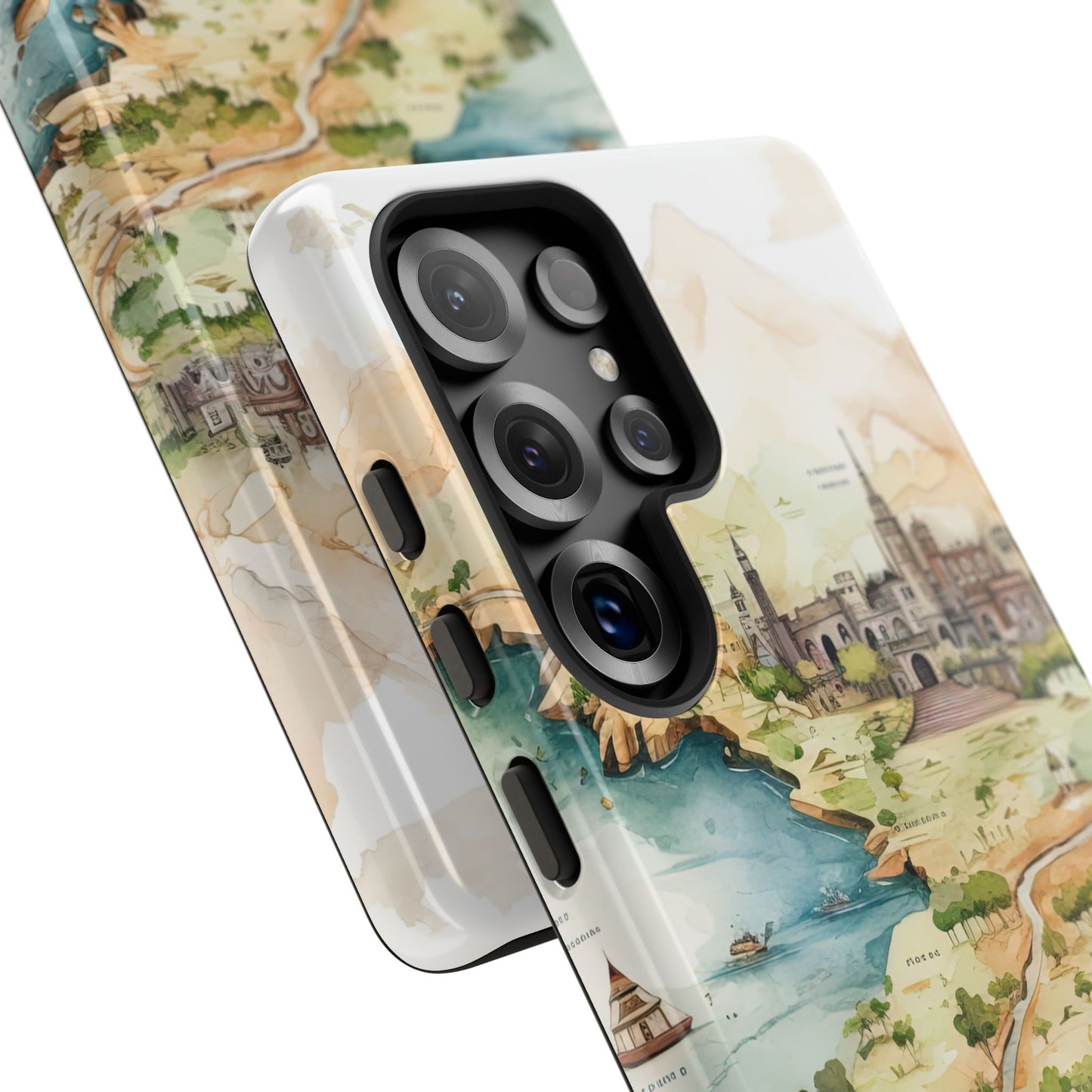 Hard Phone Case — Watercolor Fantasy Map Castle Design