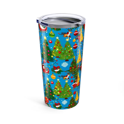Festive Holiday Tumbler | Christmas Drinkware, Gift for Her,Gif for Himn, Winter Wonderland Mug, Santa, Bells and Bows Design