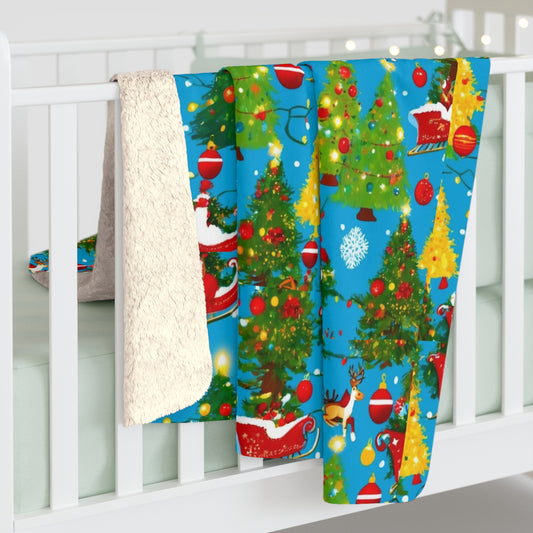 Cozy Christmas Sherpa Blanket, Holiday Decor, Warm Gift, Winter Comfort, Seasonal Throw