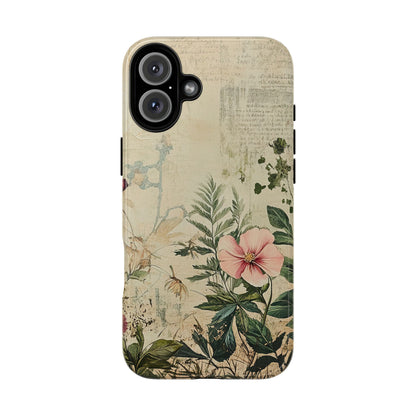 Floral Vintage Tough Case – Botanical Protective Phone Cover,Plants Lovers