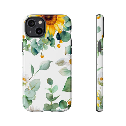 Sunflower & Eucalyptus Tough Phone Case — Protective Floral iPhone Case