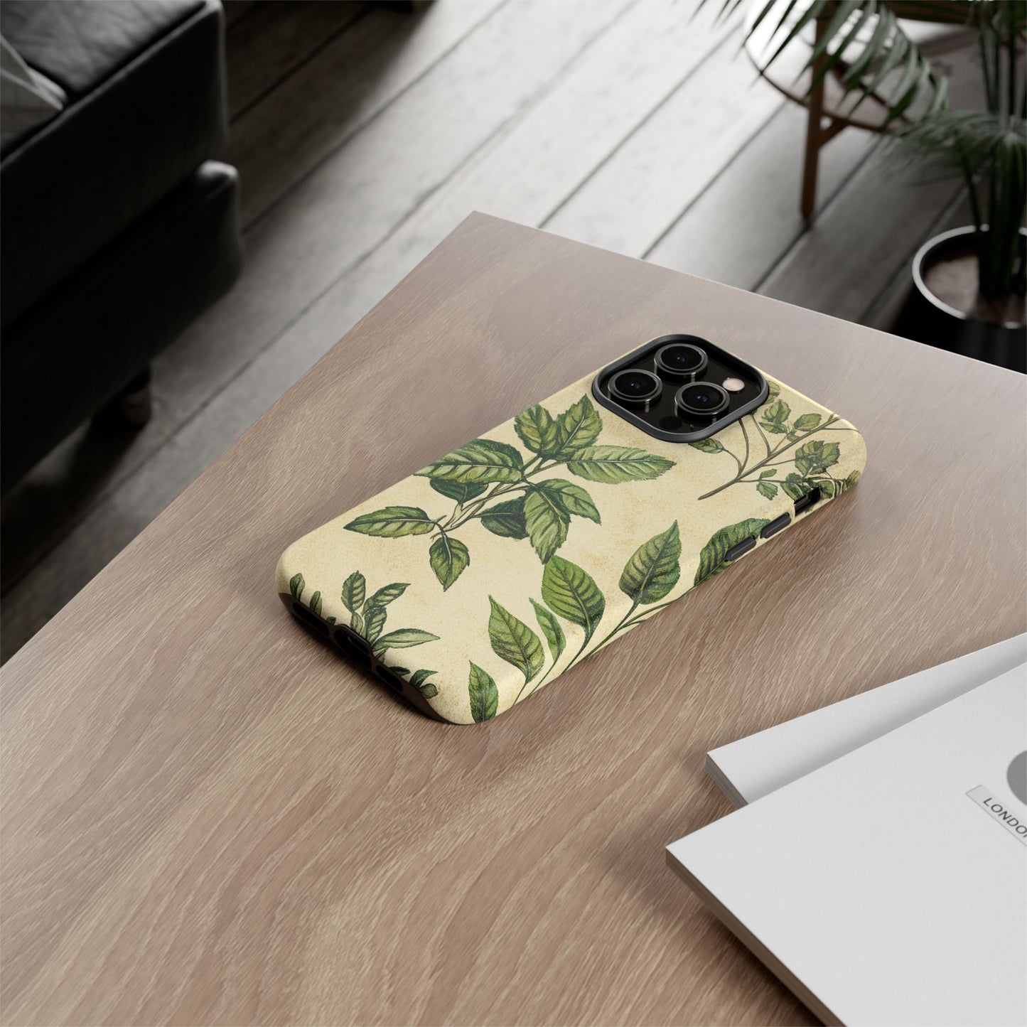 Botanical Leaves Tough Phone Case — Vintage Green Plant Print