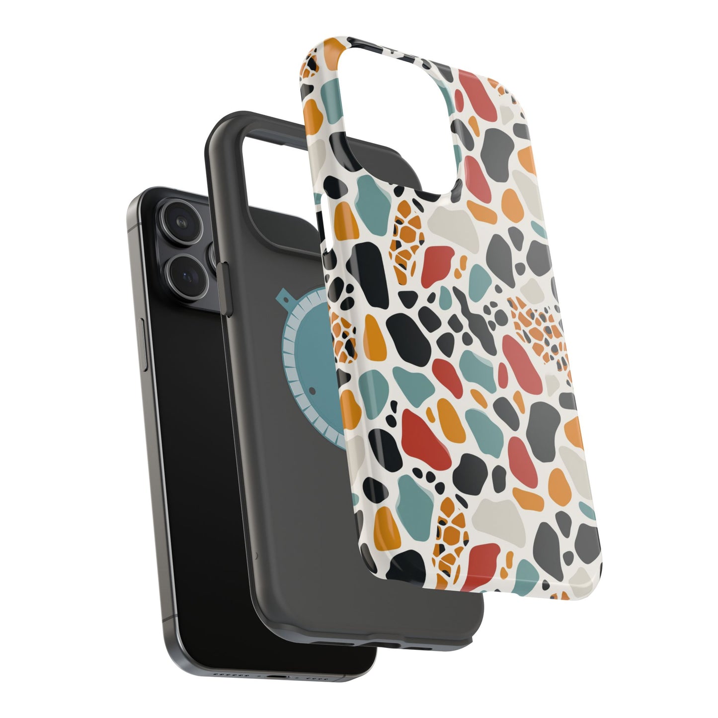 Terrazzo Pattern Magnetic Impact Phone Case — Colorful Retro Pebble Design