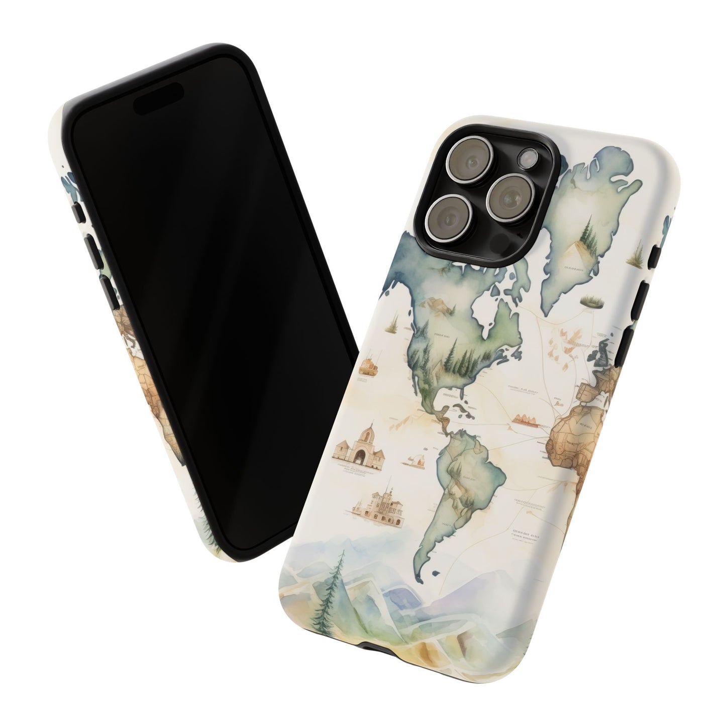 Hard Phone Case — Watercolor Fantasy Map Castle Design