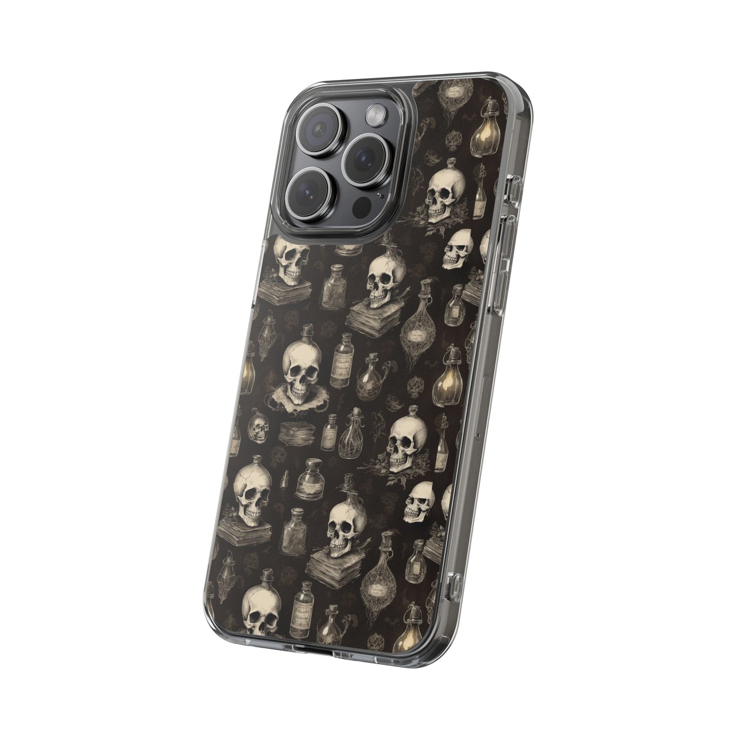 Gothic Skull Phone Case | Clear Impact-Resistant Cases for Halloween, Gothic Aesthetic, Unique Gift, Skull Lover, Spooky Decor
