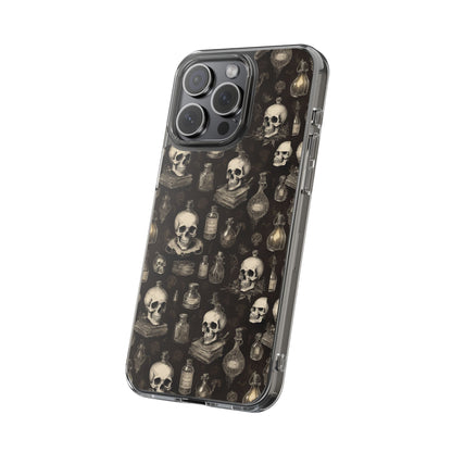 Gothic Skull Phone Case | Clear Impact-Resistant Cases for Halloween, Gothic Aesthetic, Unique Gift, Skull Lover, Spooky Decor