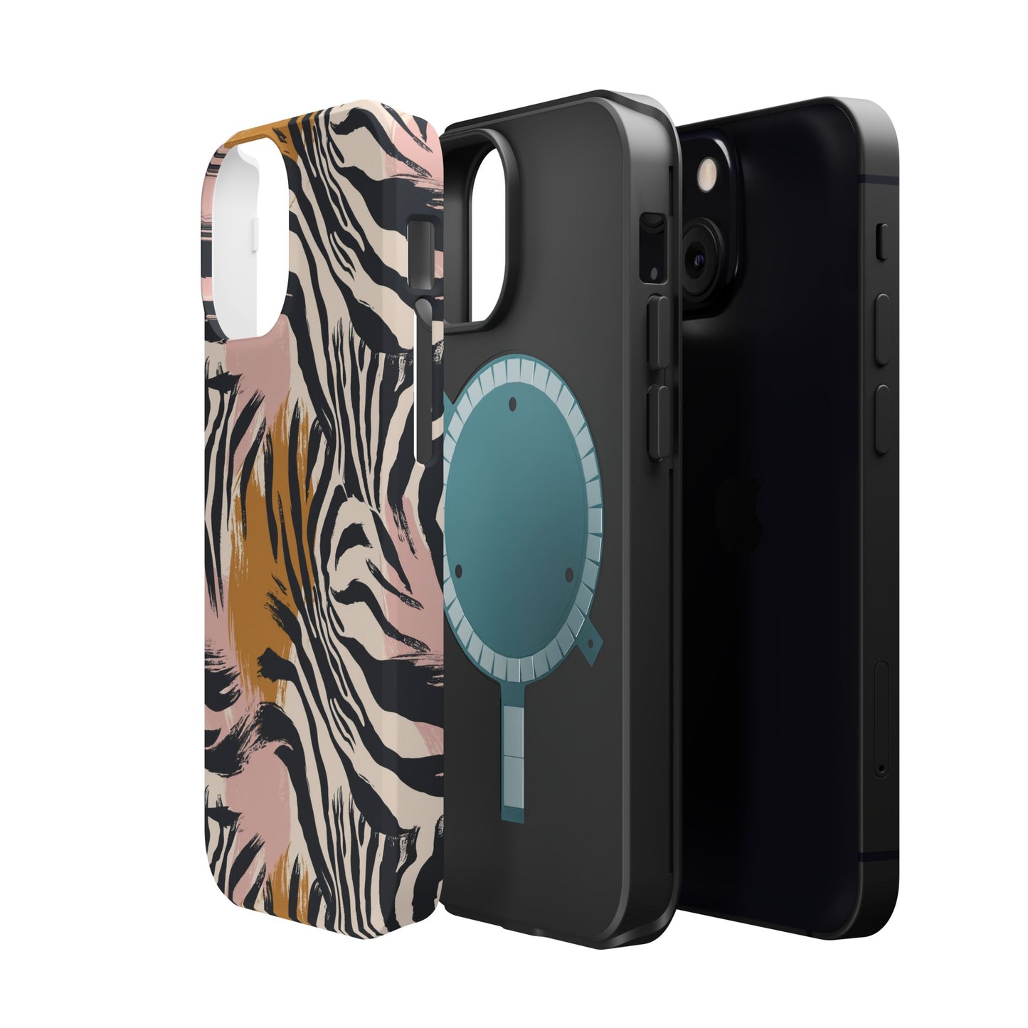 Zebra Brushstroke Magnetic Impact Phone Case,Africa Pattern