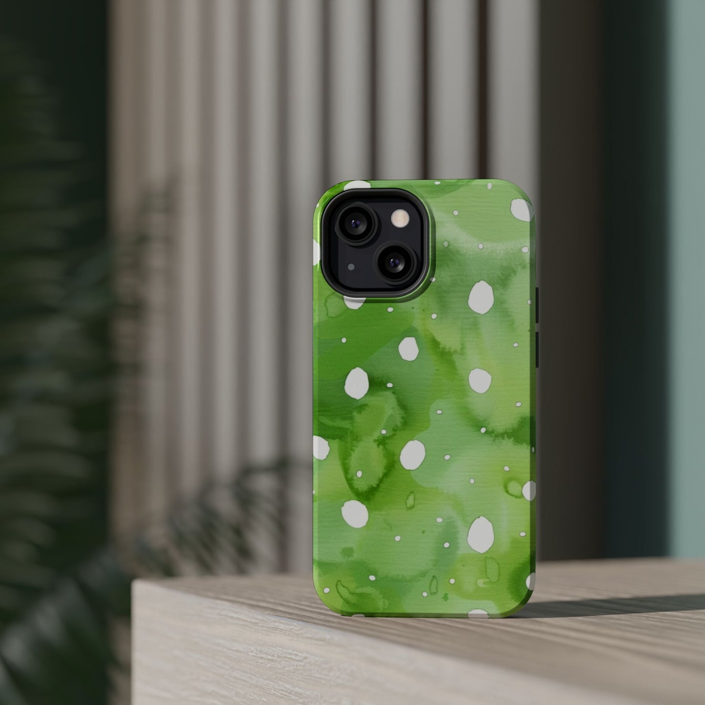 Green Watercolor Polka Dot Magnetic Impact Phone Case