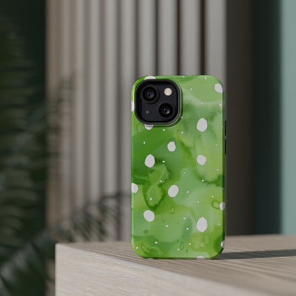 Green Watercolor Polka Dot Magnetic Impact Phone Case