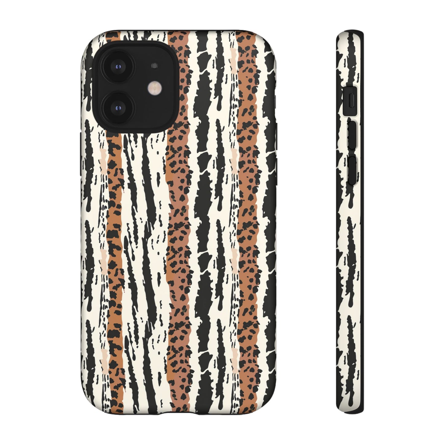 Animal Stripe Phone Case — Leopard & Zebra Pattern Tough Protective Cover,Africa Pattern .