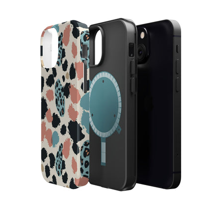 Leopard Splash Magnetic Impact Phone Case — Teal & Coral Animal Print