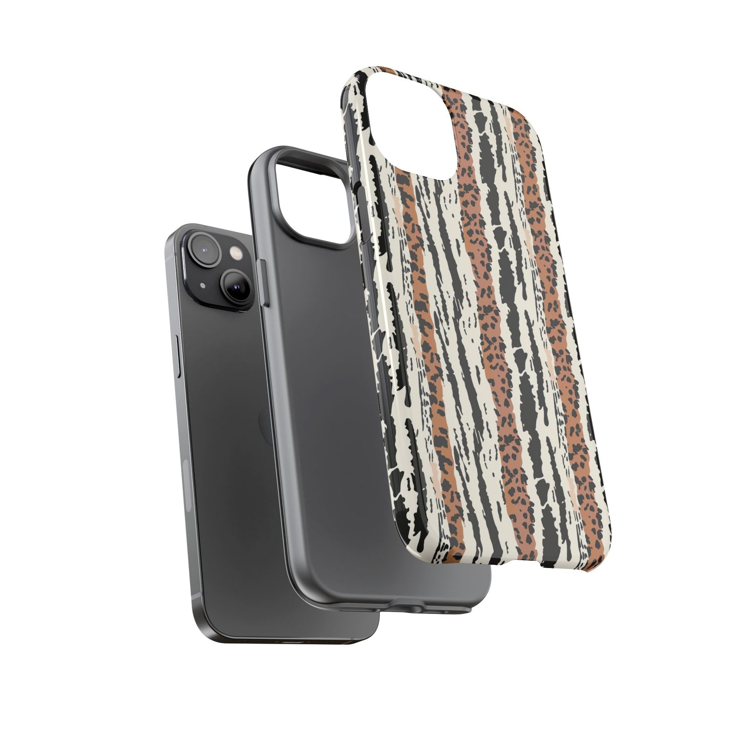 Animal Stripe Phone Case — Leopard & Zebra Pattern Tough Protective Cover,Africa Pattern .