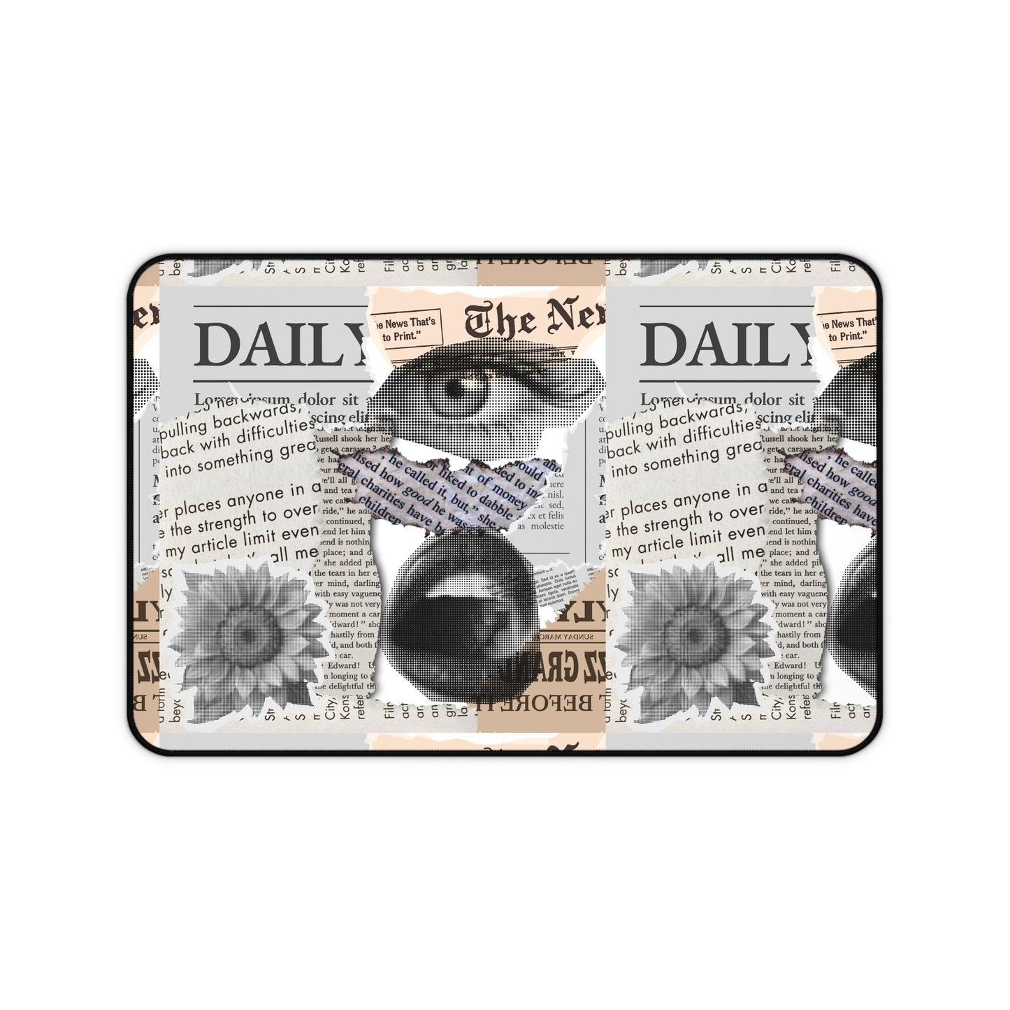 Stylish Desk Mat with Newspaper and Floral Design, Ideal for Home Office, Gifts, Desk Accessories, Office Decor, Unique Workspaces