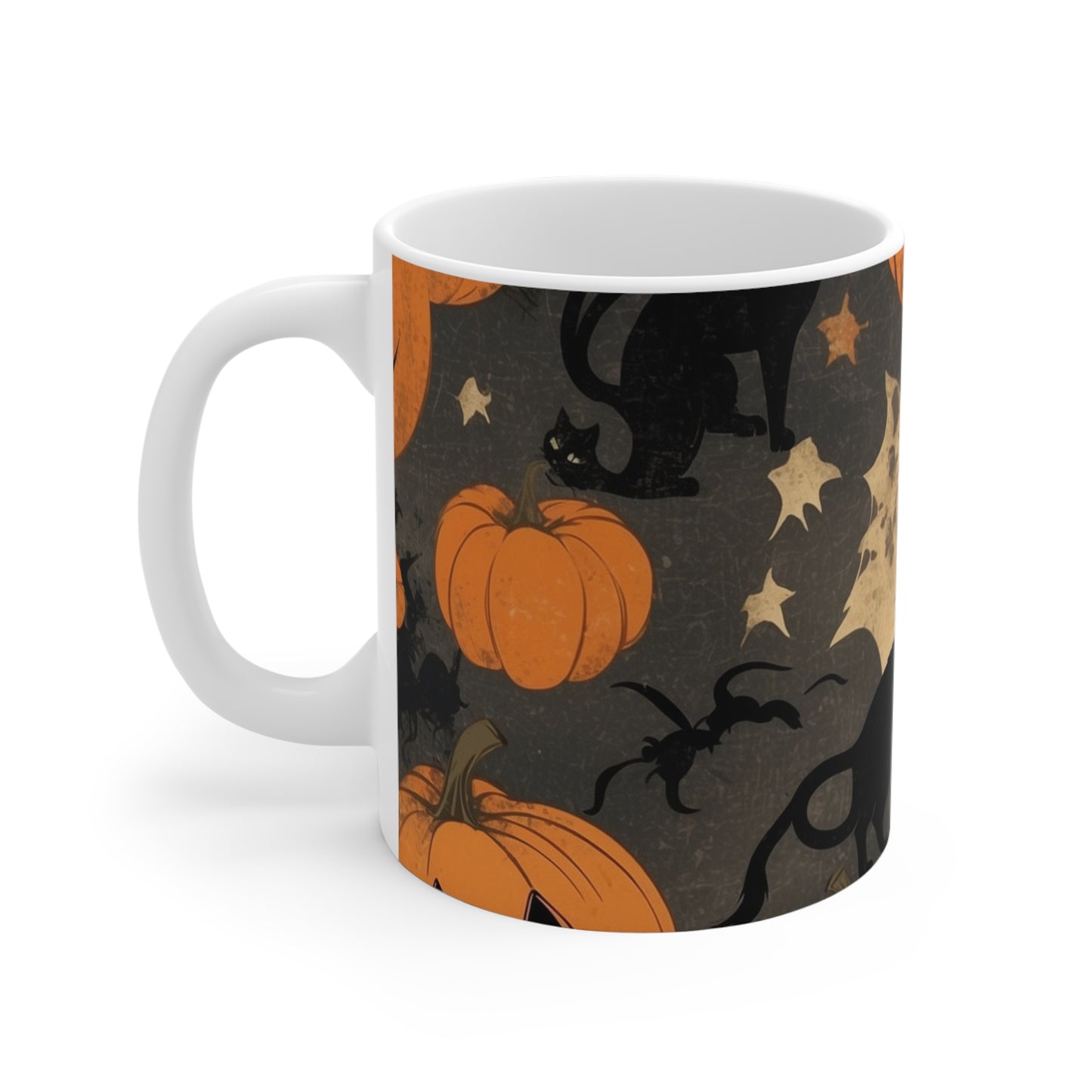Halloween Cat Mug, Spooky Coffee Cup, Black Cat and Pumpkin Design, Fall Decor, Halloween Gift, Witchy Kitchenware