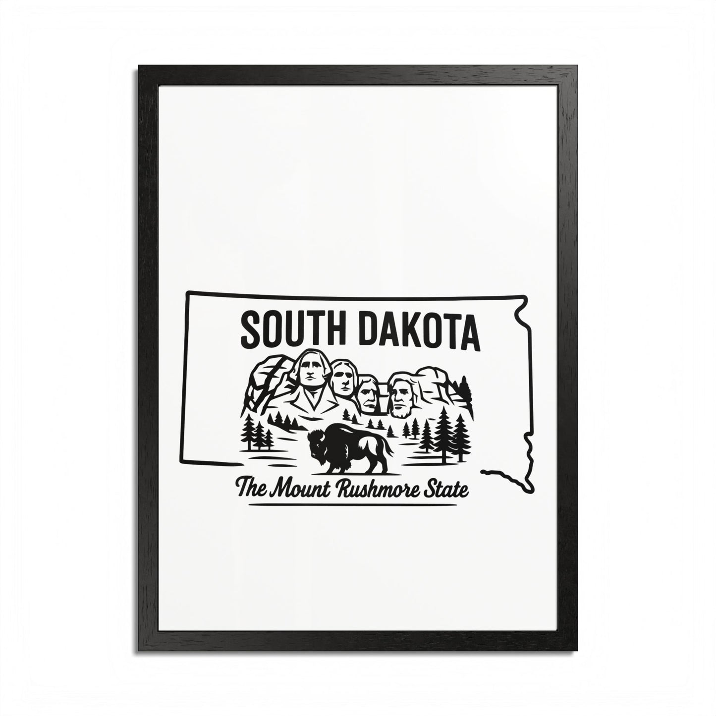 South Dakota State Framed Poster — The Evergreen State Vintage Map Print,Perfect Gift For Her,For Him.