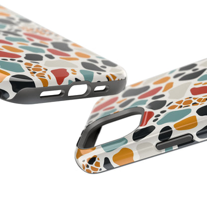 Terrazzo Pattern Magnetic Impact Phone Case — Colorful Retro Pebble Design
