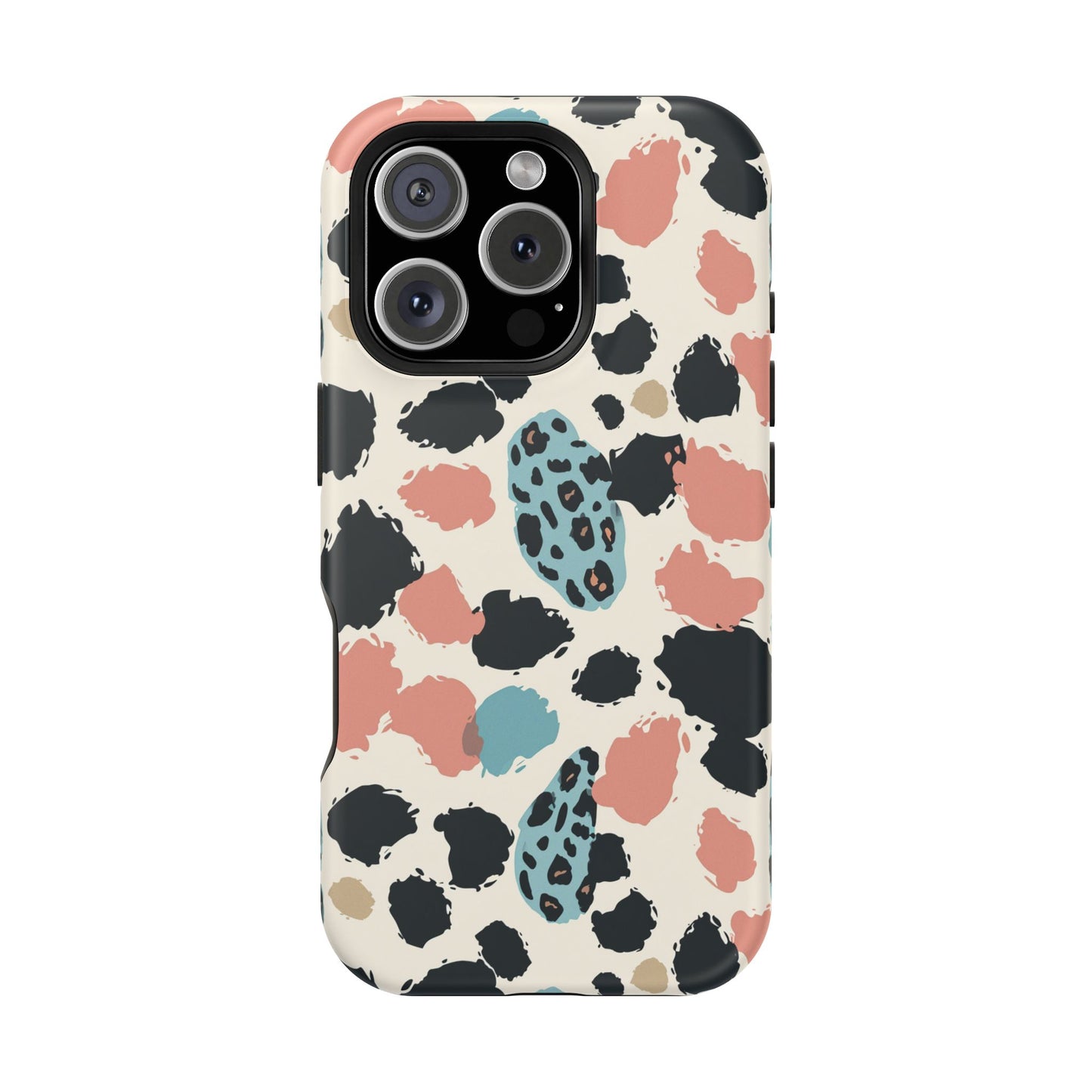 Leopard Splash Magnetic Impact Phone Case — Teal & Coral Animal Print