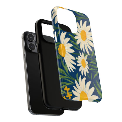 Daisy Floral IPhone Case-Tough Magnetic Cover ,Glossy Finish ,Retro Botanical Flower  Design.