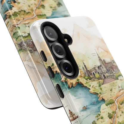 Hard Phone Case — Watercolor Fantasy Map Castle Design